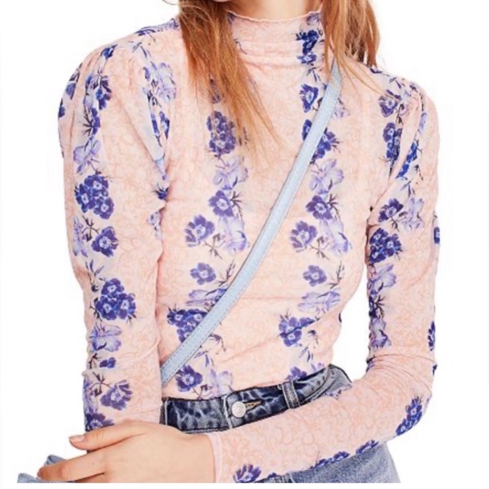 Floral Long Sleeve Top - Pink and Blue